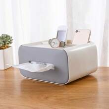 Creative Plastic Multifunctional Tissue Box Remote Control Storage Tissue Box Dust-Proof Tissue Canister Desktop Storage Box - Multicolor - Ver 5