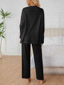 Herbst und Winter 2-teiliger Lässig anzug, Damenkostüm für Halloween, Langarm-T-Shirt, weite Damenhose Set Pyjama geeignet für magische Nächte Zuhause, sexy und modischer Pyjama-Set, Halloween Vampir, Kürbis, Katzen Muster Lässig anzug, Herbstkleidung, gemütliche Outfits