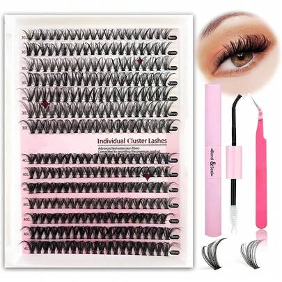 Kit de Extensiones de Pestañas, 30D 40D Mixtas, con Adhesivo de Fijación Fuerte y Función de Sellado, Incluye 280 Pestañas Individuales y Pinzas