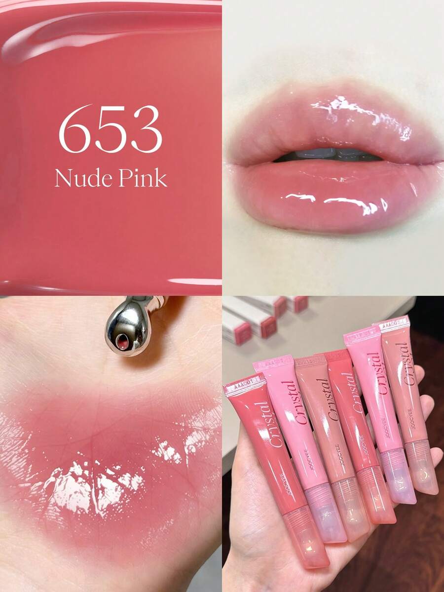 JOOCYEE CRYSTAL GLOSS Moisturizing Lip Gloss, Easy To Apply, Suitable For Beginners - 653 NUDE PINK - 查看 1