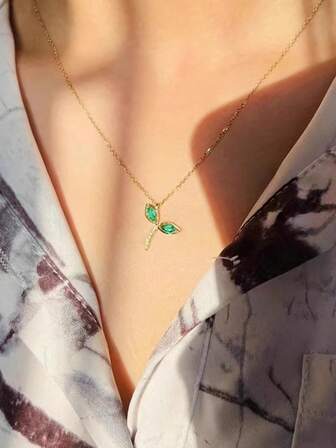 1 szt. Srebro próby 925, oryginalny, wszechstronny, stylowy, luksusowy naszyjnik z cyrkonią w zielonym drzewku, styl vintage, elegancki dla kobiet, odpowiedni do noszenia na co dzień, na festiwale, imprezy, jako prezent biżuteryjny