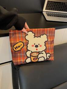 可爱卡通印花化妆包复合面料化妆包唯美女士手提包钱包收纳化妆包女生行李旅行收纳包可爱收纳包学生返校开学季必备格子 - 彩色 - 查看 1