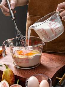 1 件带刻度和手柄的耐高温玻璃量杯，耐热玻璃量杯，多用途大容量可堆叠，方便存放，咖啡量杯，鹰嘴设计易于倾斜，透明容器烘焙测量工具，多功能厨房工具，适用于烘焙，牛奶，水和面粉量杯