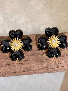 1pair European And American Asymmetrical Geometric Shape Oil Drop Stud Earrings - Geometric Earrings - View 14