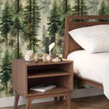 [撕下即贴] 彩色森林壁纸 | 17.5*118 英寸 | 可移除，自粘 | 适用于卧室、客厅、厨房橱柜和家具 | 复古 | 装饰背景