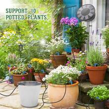 Solar Powered Automatic Drip Irrigation Kit 1500mAh Battery Timed Self Watering System IP65 Waterproof Supports 10 Potted Plants For Balcony Garden Vegetable Patch Hanging Baskets - 黑色 - 查看 10