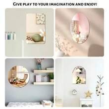 1pc/4pcs Cute Cat Shaped Mirrors, Square, Oval, Round, Arch Mirrors, Decorative Wall Stickers, Acrylic Material, Self-Adhesive Mirrors, Suitable For Bedroom, Living Room, Bathroom, Girls Room, Home Wall Decor