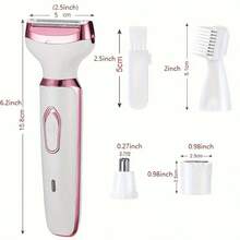 [Perfect Gift For Women] 4-In-1 Rechargeable Electric Razor For Women Face, Nose, Legs, Underarm, Bikini Trimmer, Women'S Electric Shaver Painless Grooming Kit - Portable USB Charging ,, Mother's Day Gifts,Great For Halloween, Christmas Gifts,Valentine's Day Gift - 白色 - 查看 4