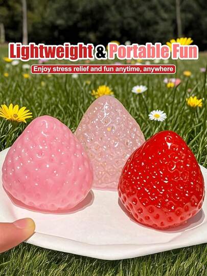 1pc Unique Strawberry Squeeze Toy - Stress Relief, Focus Enhancing Small Toy, Slow-Rebound, Vibrant Red With Realistic Texture, Ideal Gift For Friends On Birthdays, Birthday Gift|Playful Design|Slow Rebound Toy, Strawberry Gifts,Christmas And Halloween Party Gift