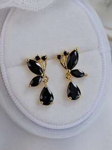 1 Đôi bông tai bướm hình giọt nước cao cấp thời trang cá nhân hóa dành cho nữ - màu đen - Xem 4