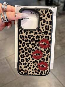 1pc Cute Vintage Leopard Print, Cherry Heart Pattern, Litchi Texture Anti-Drop Anti-Slip Soft Phone Case, Compatible With Apple And Phones Waterproof Shockproof Scratch Resistant - Multicolor - View 4