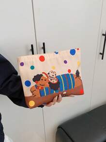 可爱卡通印花化妆包 复合面料化妆包 唯美女士手提包 钱包 收纳化妆包 女生行李包 旅行收纳包 可爱收纳包 开学季学生必备 学校假期旅行必备包 返校用品女士旅行包 - 彩色 - 查看 4