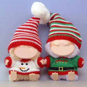 17cm Laabubu Christmas Doll Clothes, Knitted Sweater, Sitting Pose Party Outfit, 1st/2nd Generation