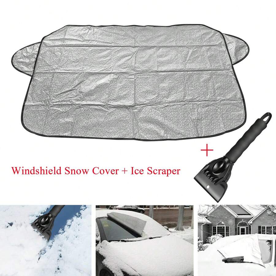 Car Windshield Cover For Ice And Snow, With Multi-Functional Snow Removal Tool, Windshield Cover ,Car Snow Cover ,Water, Heat & Sag-Proof Car Windshield Snow Cover ,Winter Windshield Covers ,Medium 68"X37",All-Weather Oxford Cloth Windproof And UV Protection Shade Is Suitable For Cars, SUVs, Trucks,General Motors, Car Interior Sun Protection