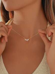 1 件皇冠花朵吊坠项链 - 榄尖形 CZ 簇镶于弧形金链上，优雅的花卉个性女士珠宝