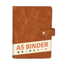 A5 Binder 6 Ring Refillable Notebook Planner Journal Cover For A5 Planner Paper Inserts, PU Leather Loose Leaf Photocard Holder, Budget Binder Personal Organizer With Magnetic Buckle-666430 - màu nâu - Xem 2