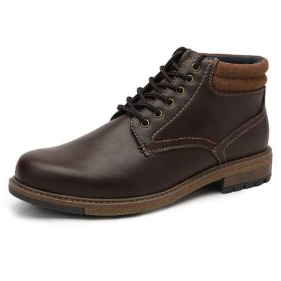 Men's Outdoor Boots - Warm & Wear-Resistant, Autumn Essential, Comfortable Minimalist Winter Shoes, Solid-Color Casual Leather