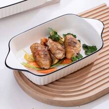 Design - Small Ceramic Baking Dish, Rectangular Bakeware With Handles, Oven Safe & Microwave Safe