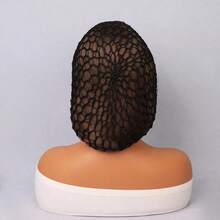 1 pieza Red de pelo de mujer de seda sintética suave de ganchillo, cubierta para cabello largo y corto rizado (negro) - Negro - Ver 2