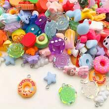 Random 10/20/30/40/50/100/150/200pcs Resin Accessories Set, Creative Cute Sweet Fresh Girl Cartoon DIY Decorations, Various Colors, Styles And Designs, More Quantity More Variety, Can Be Used As Keychains, Necklaces, Bracelets, Dust Plugs And Other Pendants, Great For Back To School, Parties, And Wonderful Small Gifts