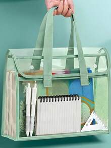 Questa borsa portadocumenti di grandi dimensioni, portatile, trasparente e impermeabile è realizzata in materiale PVC autoadesivo e presenta un design espandibile. È adatta a varie occasioni, come Ringraziamento, Ognissanti, matrimoni, anniversari e per gli studenti. Può essere utilizzata per riporre forniture per ufficio, libri, cosmetici, prodotti per la cura della pelle e altro ancora.