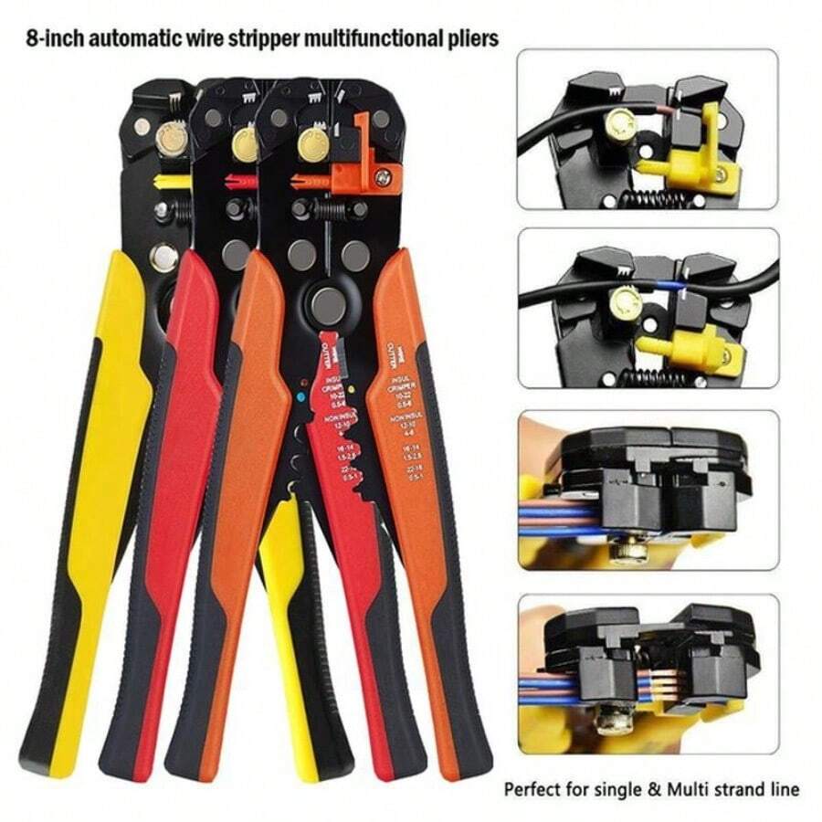 Non-Slip Crimper Cable Cutter Automatic Wire Stripper Multifunctional Stripping Tools Crimping Pliers Terminal 0.2-6.0mm² Tool - Multicolor - View 1