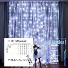 1pc LED Window Curtain Lights With 8 Lighting Modes Remote Control, USB Powered Fairy Lights For Christmas, Halloween, Wedding, Home, Garden, Bedroom, Holiday Party Decor - USB Curtain Light - View 15