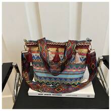 Ladies' Fashion Large Capacity Shoulder Bag Leisure Bag New Fashion Tote Bag Advanced Sense New  Fashion Vegetable Basket Leisure Vacation Woven Handbag Tassel Cross Shoulder Women's Bag - 藍色 - 查看 2