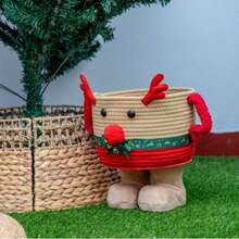1pc Christmas Desktop Storage Small Monster, Cartoon Cotton Rope Storage Basket, Snacks Toys Organizer Basket, Decorative Ornament