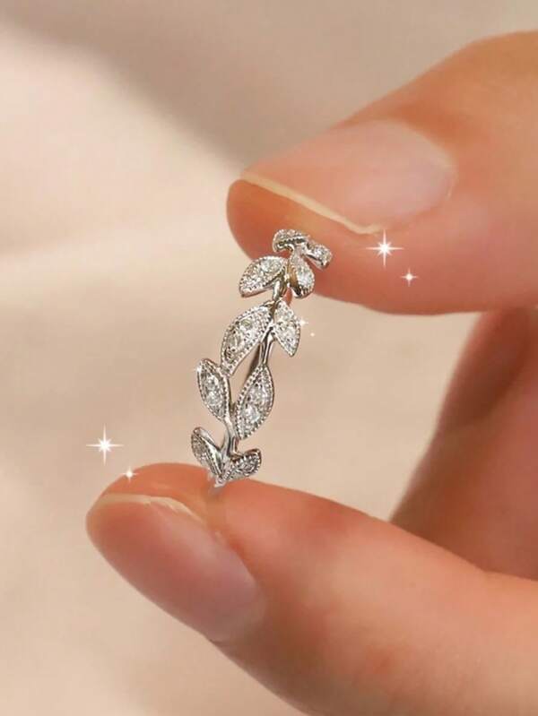 1 Pc Exquisite Glamorous Tree Branch Small Moissanite Ring For Women 925 Sterling Silver Suitable For Engagement Wife Gifts Bride Fine Jewelry