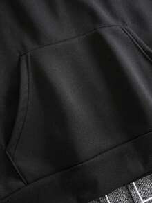 纯黑色连帽羊毛套头衫 - 黑色 - 查看 3