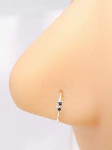 1pc 22G Nose Rings Hoops 925 Sterling Silver Piercing Septum Clicker Rings Cartilage Earring Helix Jewelry - Silver - View 2