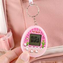 4 Stück elektronisches Haustier Spielzeug, Schwarz-Weiß-Bildschirm, tragbare Mini-Spielekonsole als Anhänger, virtuelles Haustier Aufzucht, elektronische Spielzeugmaschine, personalisiertes herzförmiges Aussehen, tragbares Design (kann als Schlüsselanhänger/Taschenanhänger verwendet werden), Geschenk für Feiertage/Halloween/Weihnachten/Schule