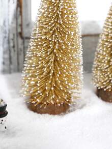 2棵圣诞金色闪光迷你松树，两棵人造雪树，带木质底座，节日桌面装饰，理想的圣诞节中心摆件，完美的节日家居装饰和派对装饰品，圣诞节的绝佳礼物之选，圣诞装饰，房间装饰，冬季圣诞装饰，家居圣诞礼物，圣诞装饰 - 彩色 - 查看 11