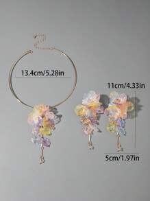 1pc Choker + 1 Pair Earrings Bohemian Ocean Style Shell Flower 3D Floral Choker + Earrings Jewelry Set, Suitable For Beach, Party, Gathering