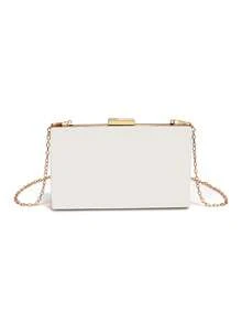 Bolsas de Festa de Couro Sintético Branco com Design de Aba e Corrente de Ombro, Bolsas de Embreagem Pequenas para Casamento, Festa e Jantar