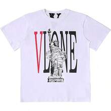Fashion Men's Short Sleeved T-Shirt V Letter Printed Tops Casual Couple T-Shirt Hip Hop Short Sleeved Tops - 風格 V12 - 查看 2