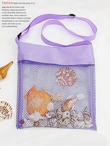 1 Túi lưới đi biển có dây đeo có thể điều chỉnh - Túi đựng vỏ sò bằng polyester để đựng vỏ sò, v.v. - Lý tưởng cho các chuyến đi biển, hoạt động ngoài trời, đồ dùng ngoài trời | Chất liệu lưới, Phụ kiện đi biển - Nhiều màu - Xem 9