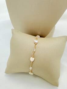Heart-Shaped Necklace And Bracelet Set With Clear Round Ball In 18k Gold And 925 Silver Plated - 金色 - 查看 6