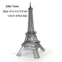 Quebra-cabeça Metálico 3D, Modelo de Montagem DIY, Quebra-cabeça de Aço Inoxidável, Modelo de Arquitetura, Sem Necessidade de Cola, Presente de Natal, Ornamento Decorativo, Estátua da Liberdade, Big Ben, Farol, Golden Gate Bridge, Torre de Pisa, Edifício Chrysler