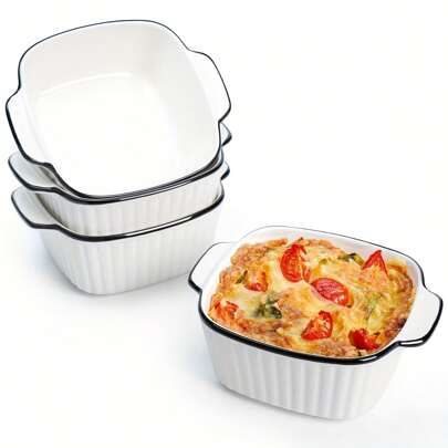 Small Mini Baking Dish Set, Square Baking Dishes With Handles,Ceramic Bakeware For Oven, Microwave & Dishwasher Safe