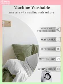 Bộ chăn ga gối ký túc xá 3 món siêu mềm màu xanh lá cây nhạt và trắng, bộ chăn ga gối đệm thoáng khí thân thiện với da dành cho phòng ngủ sinh viên, bộ chăn ga gối đệm có thể giặt khi trở lại trường - màu xanh lá - Xem 8