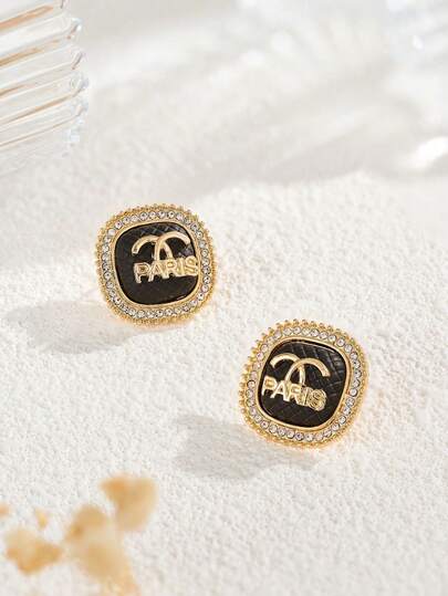 LADYCOCO 2 件时尚水晶字母耳环，适合女士，奢华优雅个性化耳环，2025 年新品