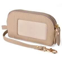 Portacartas de crédito para mujer - Cartera pequeña para mujer con ventana de identificación y correa retráctil para la muñeca - Cartera portacartas - Cartera de dinero unisex mini cartera monedero cartera útiles escolares cartera de muñeca cartera portacartas