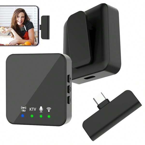 Mini Wireless Lavalier Microphone For Android And IOS Devices - Noise Reduction Lapel Mic For Recording, Clip On Mic, For Video Recording,Vlog Podcast Content Creator(Portable & Lightweight), 230mAh Rechargeable Battery