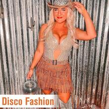 Halloween  Halloween Essentials  Party Limited Edition  Women's Belly Dance Scarf Skirt Sparkly Tassel Disco Outfits Sequin Wrap Rave Costumes Fringe Skirt - 寶藍色 - 查看 2