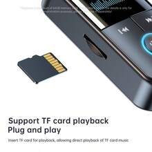 VAORLO 4-In-1 Bluetooth 5.4 Audio Receiver/Transmitter, Supports 3.5mm AUX Audio Input, TF Card Expansion, Stereo Music Playback, LED Display, With Microphone, Wireless Adapter, Suitable For Car, TV, Computer - Black - View 6