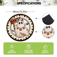 1/2/4pcs Ghost Pattern Halloween Round Placemats, Black Holiday Round Dining Table Mats, Suitable For Party, Kitchen, Dining, Breakfast, Coffee Decor