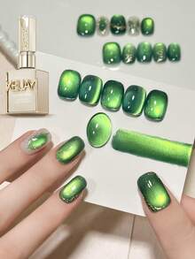 XEIJAYI 时尚猫眼美甲全息美甲设计15ml反光猫眼磁吸凝胶UV LED凝胶沙龙女性美甲工具 - 綠色 - 查看 3