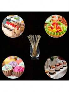 200/100/50/20/10pcs Elegant Sparkling Gold Cocktail Stirrers, Transparent Crystal Drink Mixer Perfect For Blending, Decorating Desserts And Coffee For Christmas, Wedding, Birthday And Other Events, 18.4cm Plastic Stirrers, Valentine's Day Gift, Party, Birthday